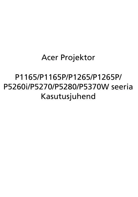 Mode d'emploi ACER P1165P