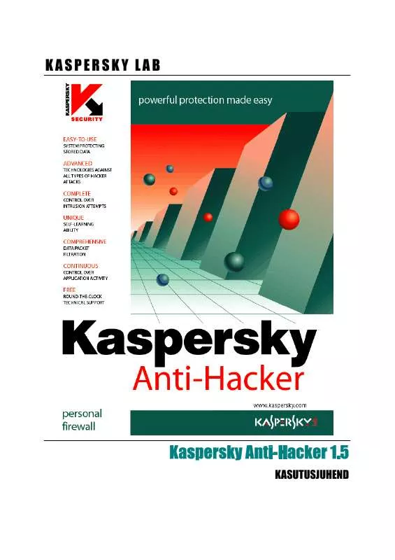 Mode d'emploi KASPERSKY ANTI-HACKER 1.8