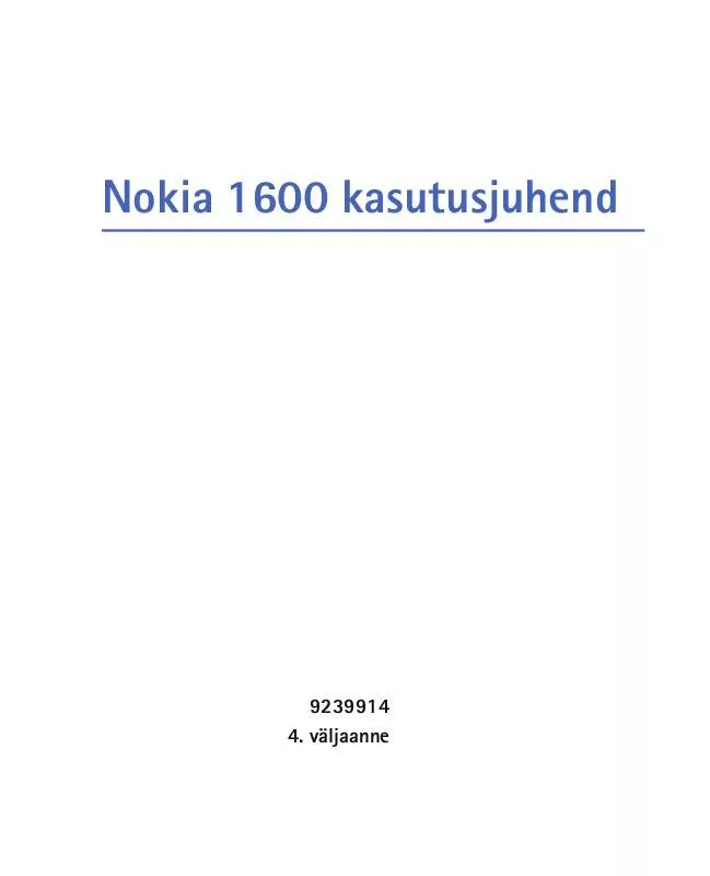 Mode d'emploi NOKIA 1600