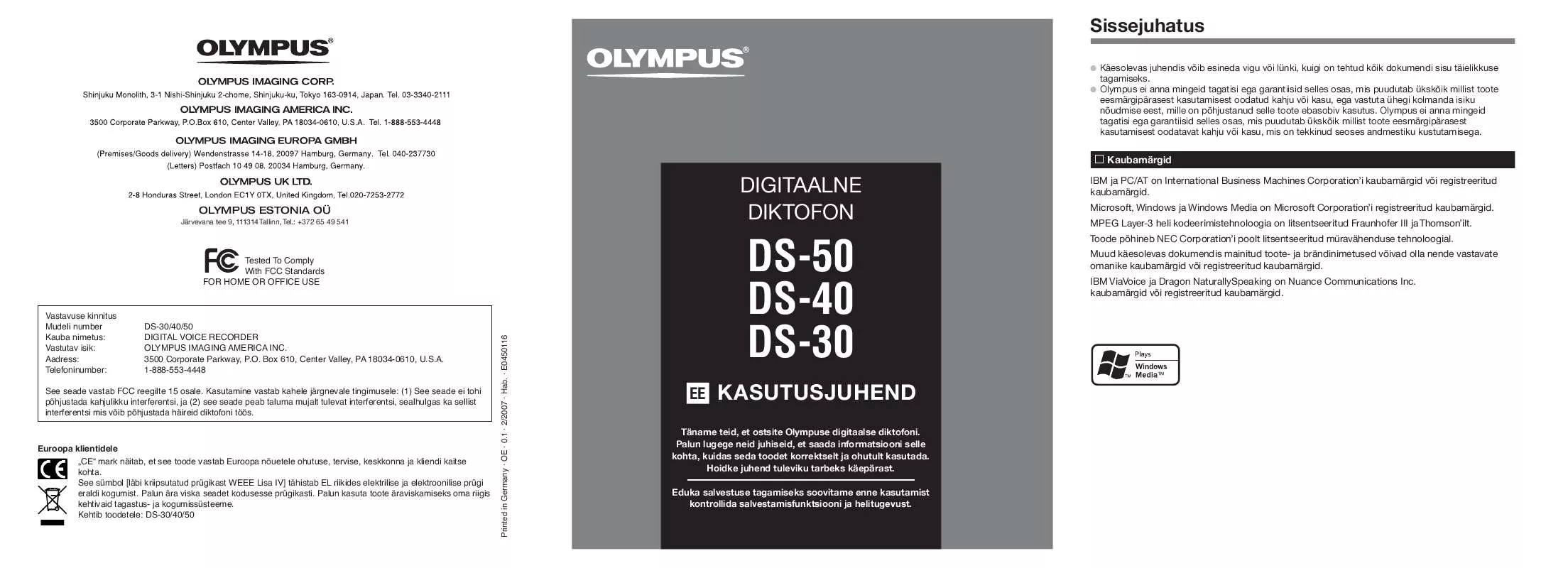 Mode d'emploi OLYMPUS DS-30