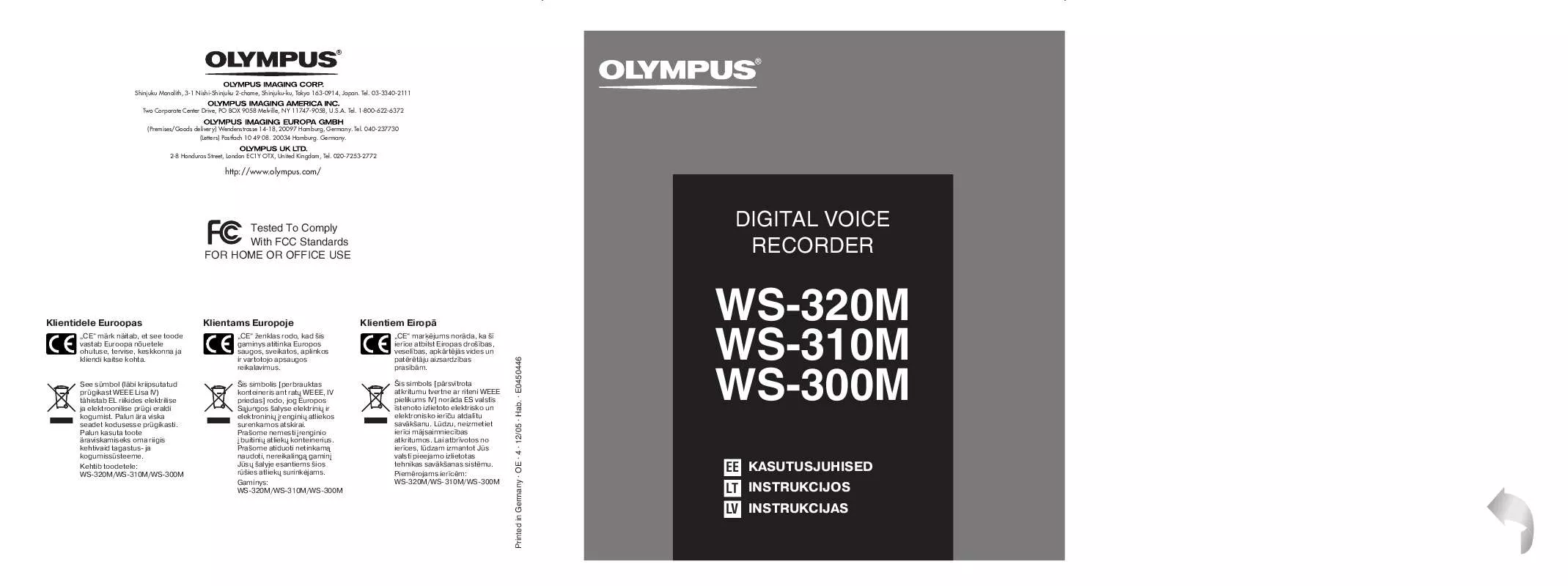 Mode d'emploi OLYMPUS WS-320M