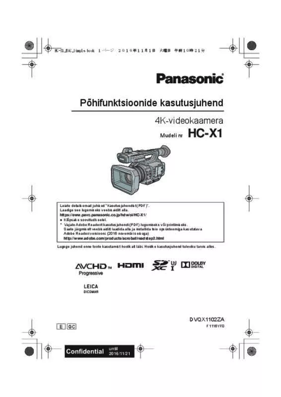Mode d'emploi PANASONIC HC-X1