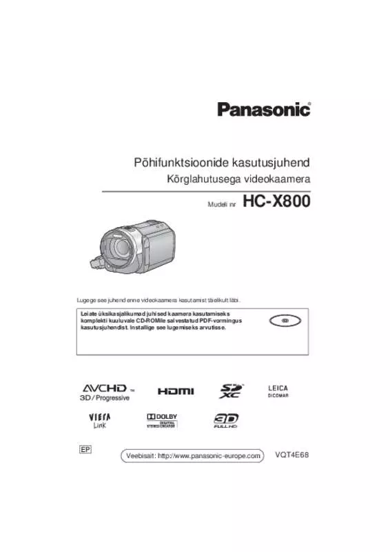 Mode d'emploi PANASONIC HCX-800