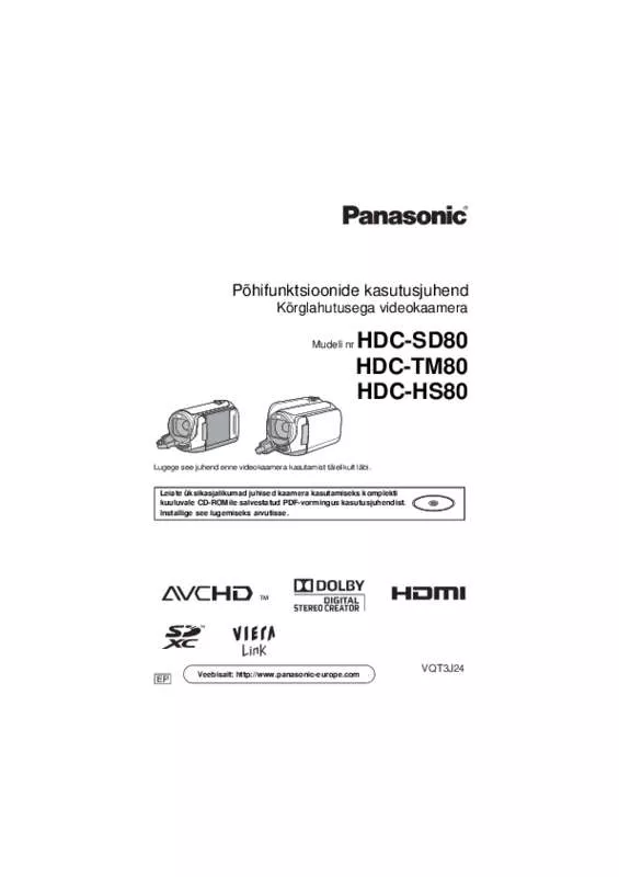 Mode d'emploi PANASONIC HDC-SD80