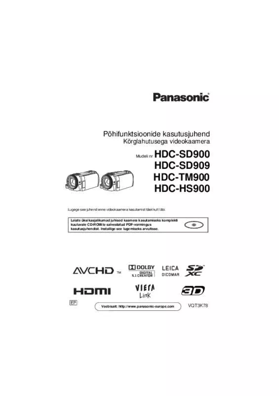 Mode d'emploi PANASONIC HDC-SD909