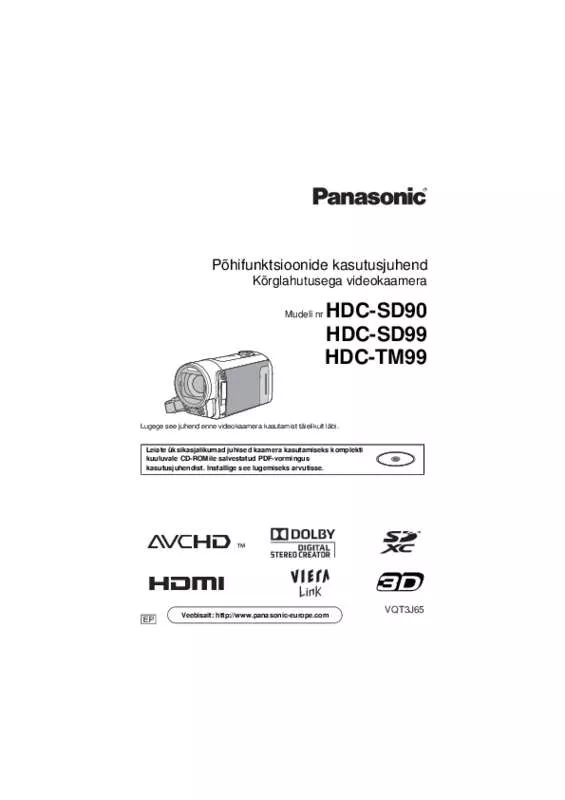 Mode d'emploi PANASONIC HDC-SD99