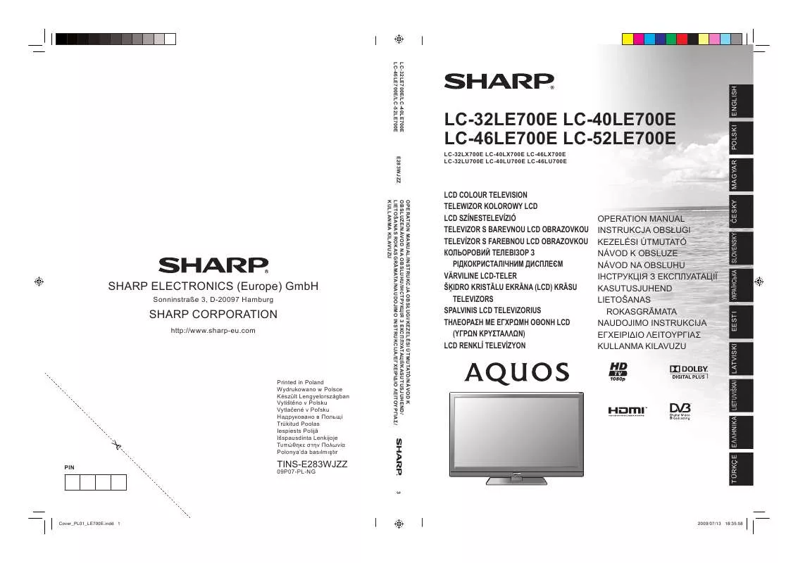 Mode d'emploi SHARP LC-32/40/46/52LE/LX/LU700E