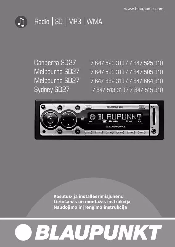 Mode d'emploi BLAUPUNKT MELBOURNE SD27 WHITE