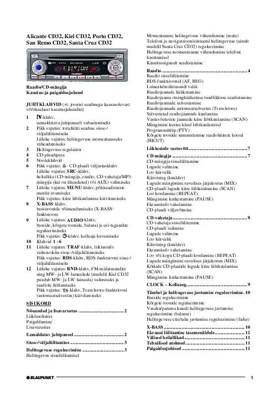 Mode d'emploi BLAUPUNKT PORTO CD32