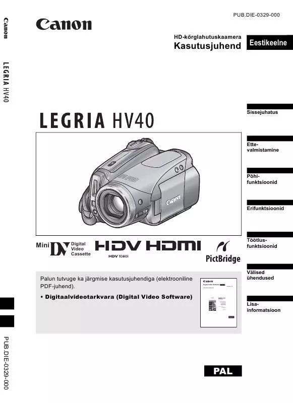 Mode d'emploi CANON LEGRIA HV40