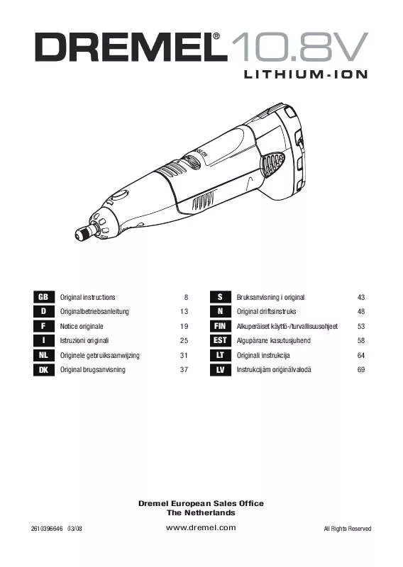 Mode d'emploi DREMEL 10.8V LITHIUM-ION