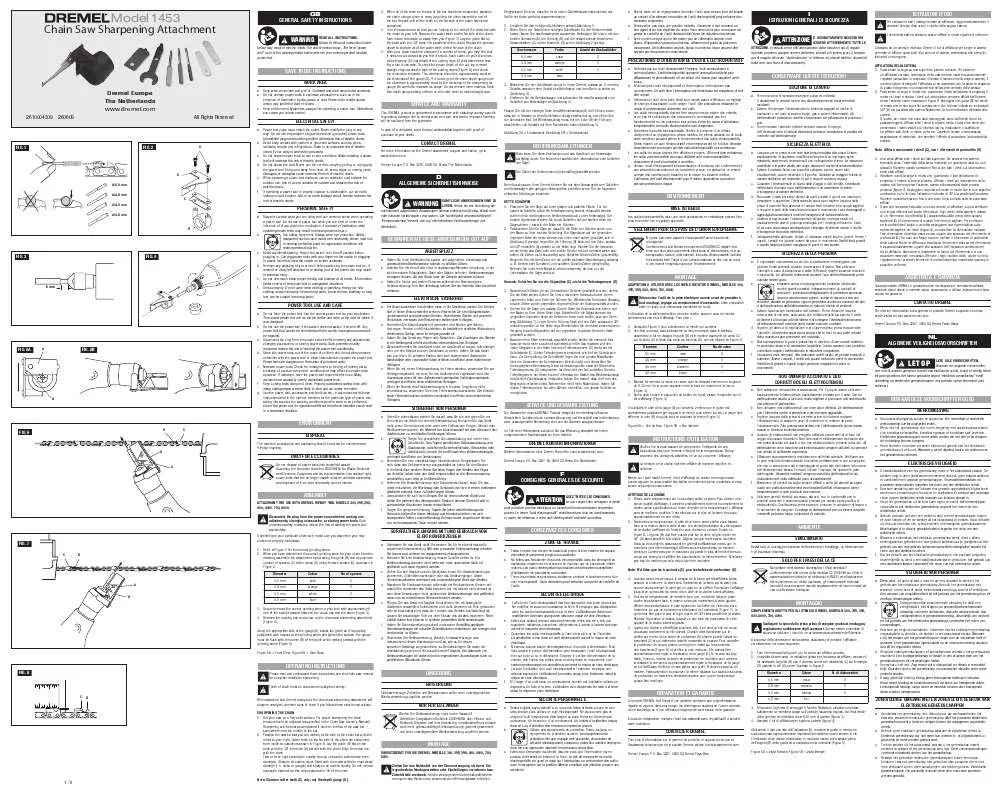 Mode d'emploi DREMEL 1453 CHAIN SAW SHARPENING ATTACHMENT