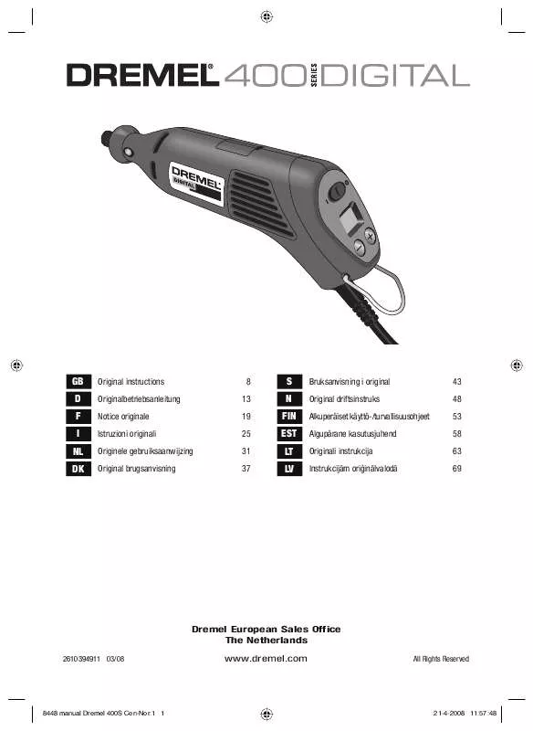 Mode d'emploi DREMEL 400 SERIES