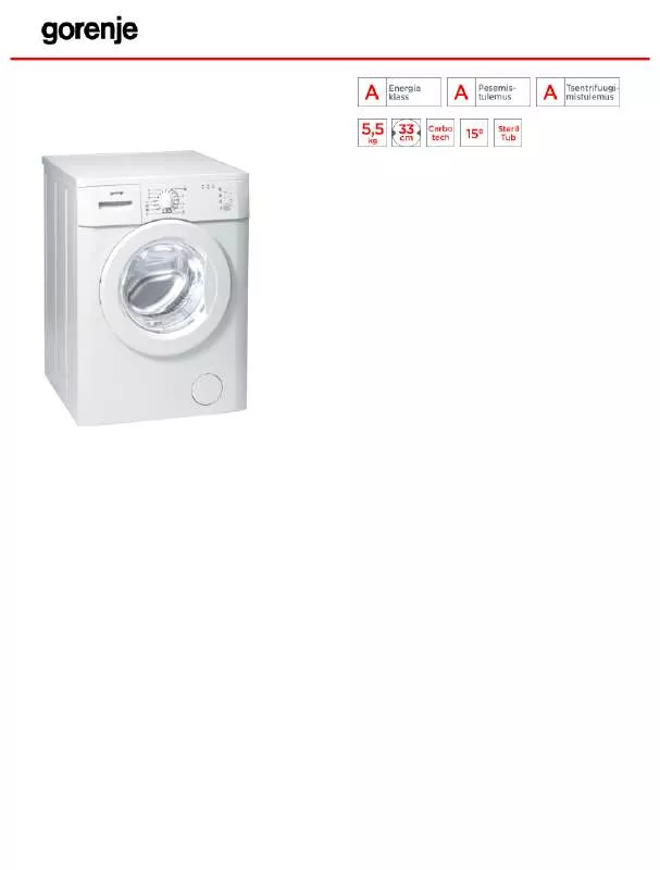 Mode d'emploi GORENJE WA51412