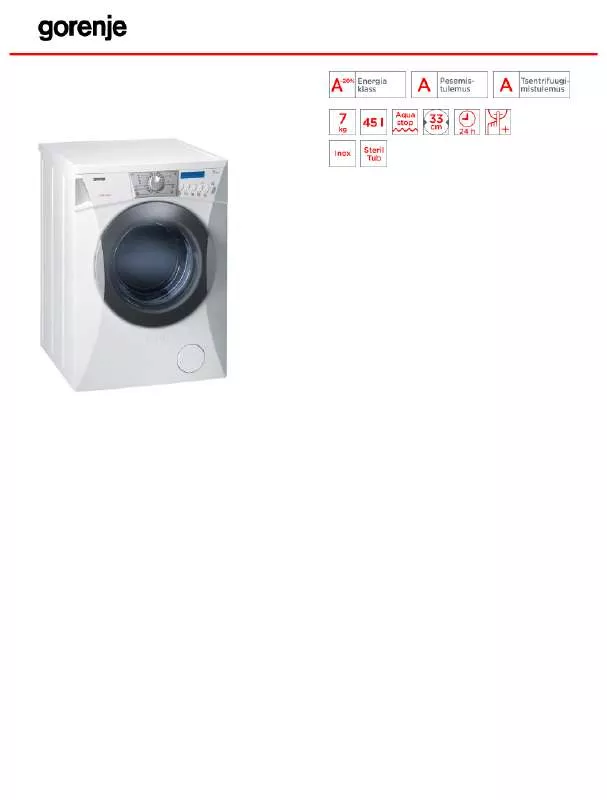 Mode d'emploi GORENJE WA74164