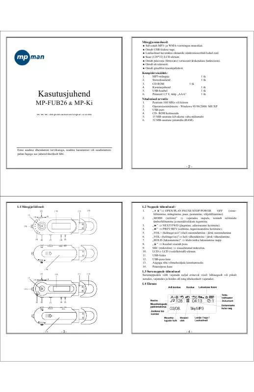 Mode d'emploi MPMAN MP-KI