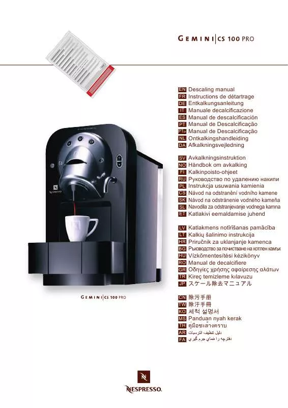 Mode d'emploi NESPRESSO GEMINI CS 100 PRO