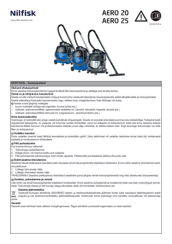 Mode d'emploi NILFISK AERO 20 AND 25