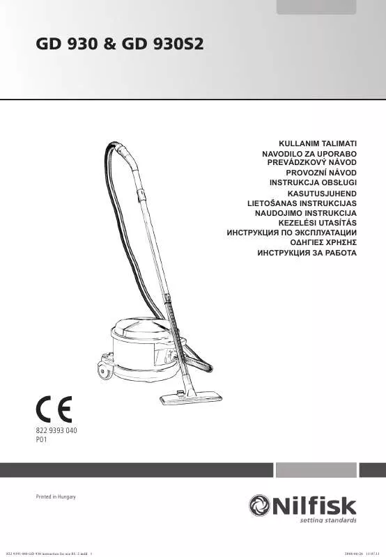 Mode d'emploi NILFISK GD 930 S2