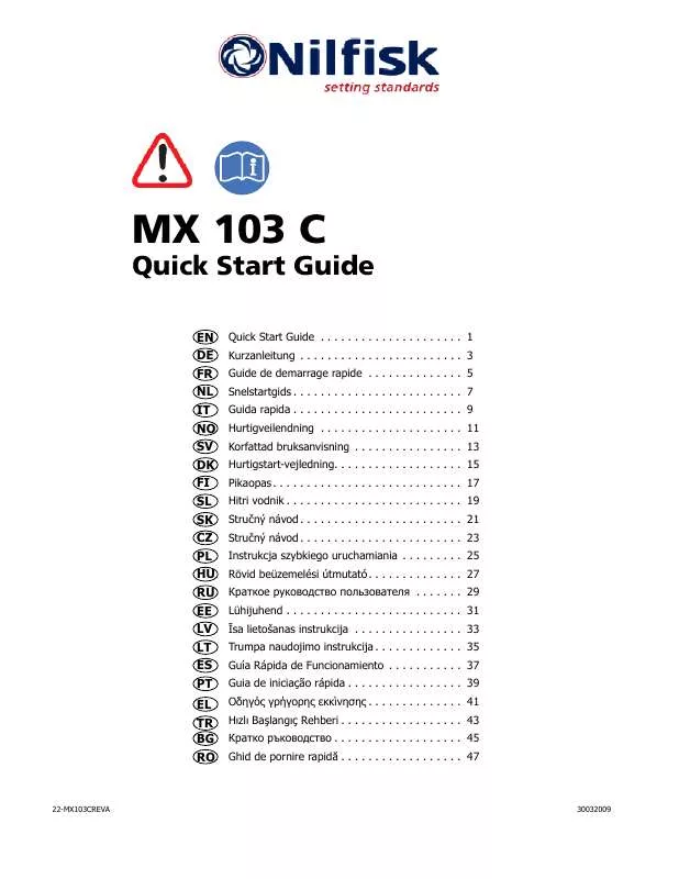 Mode d'emploi NILFISK MX 103C