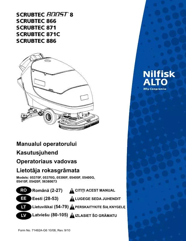 Mode d'emploi NILFISK SCRUBTEC 871