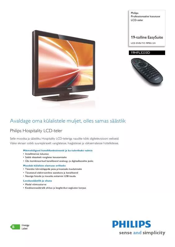 Mode d'emploi PHILIPS 19HFL3233D