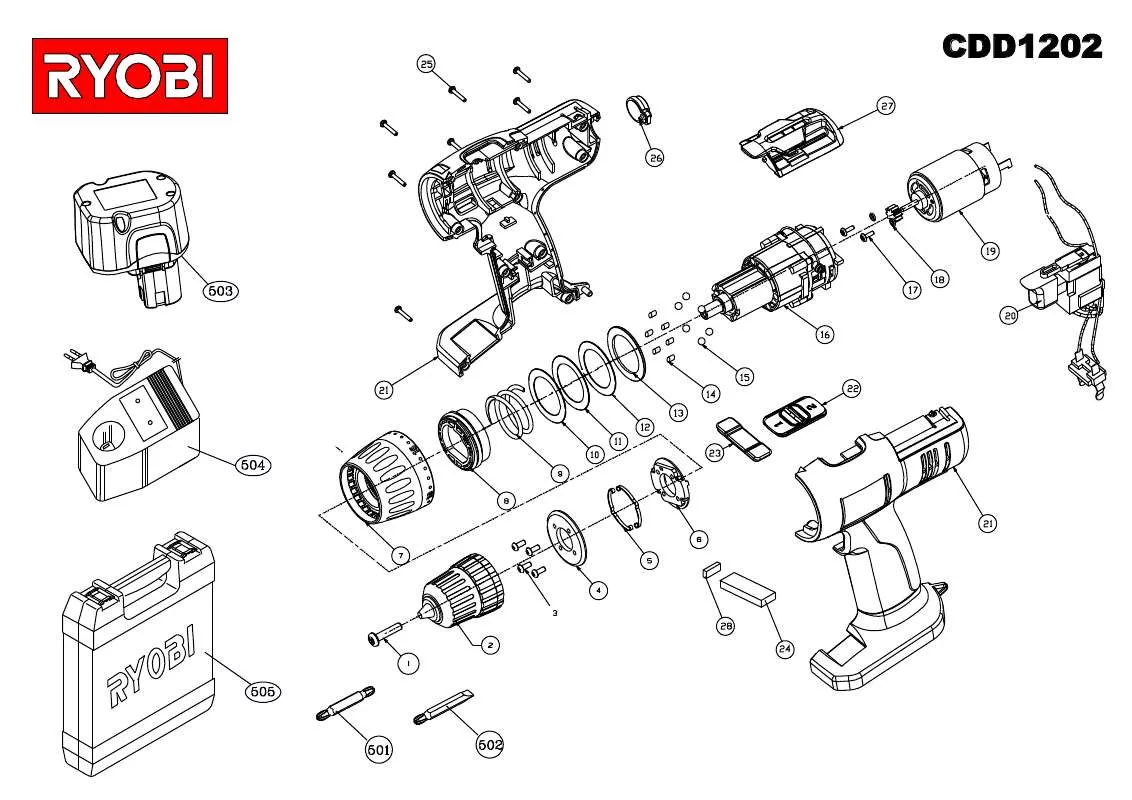 Mode d'emploi RYOBI CDD1202