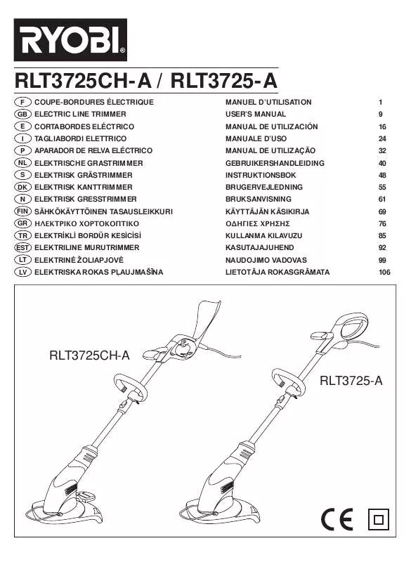 Mode d'emploi RYOBI RLT3725-A