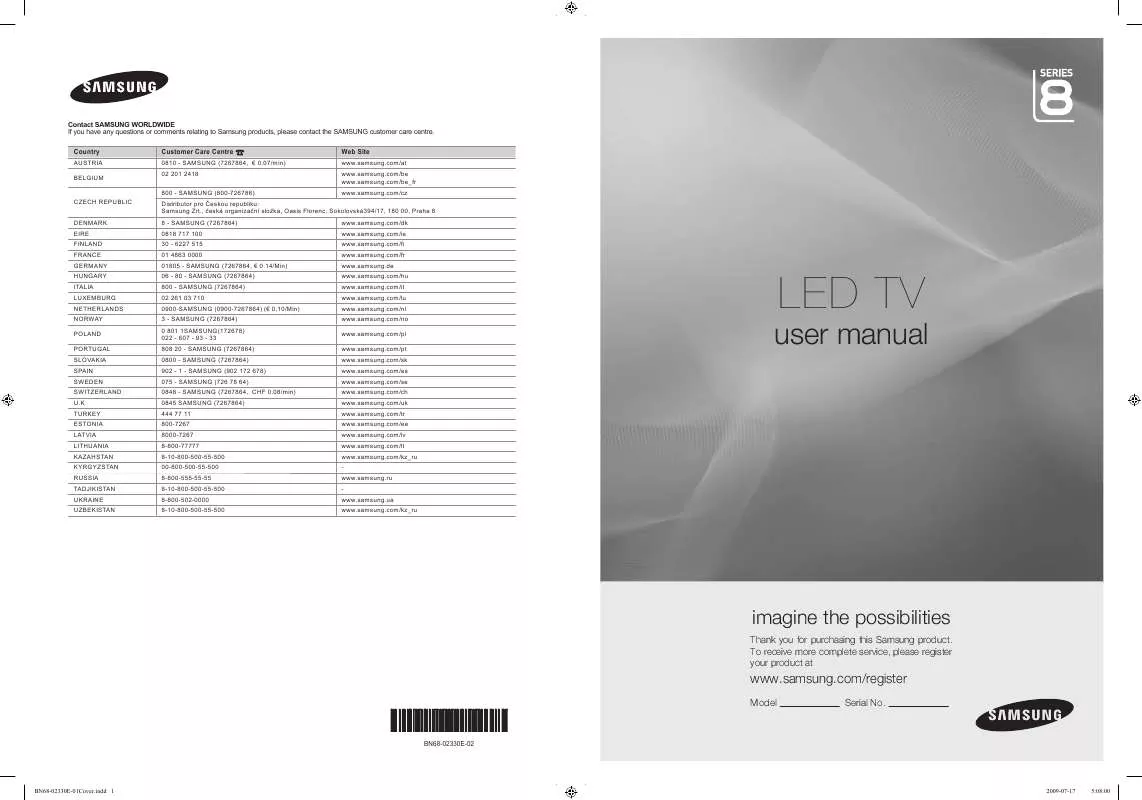 Mode d'emploi SAMSUNG UE-40B8000