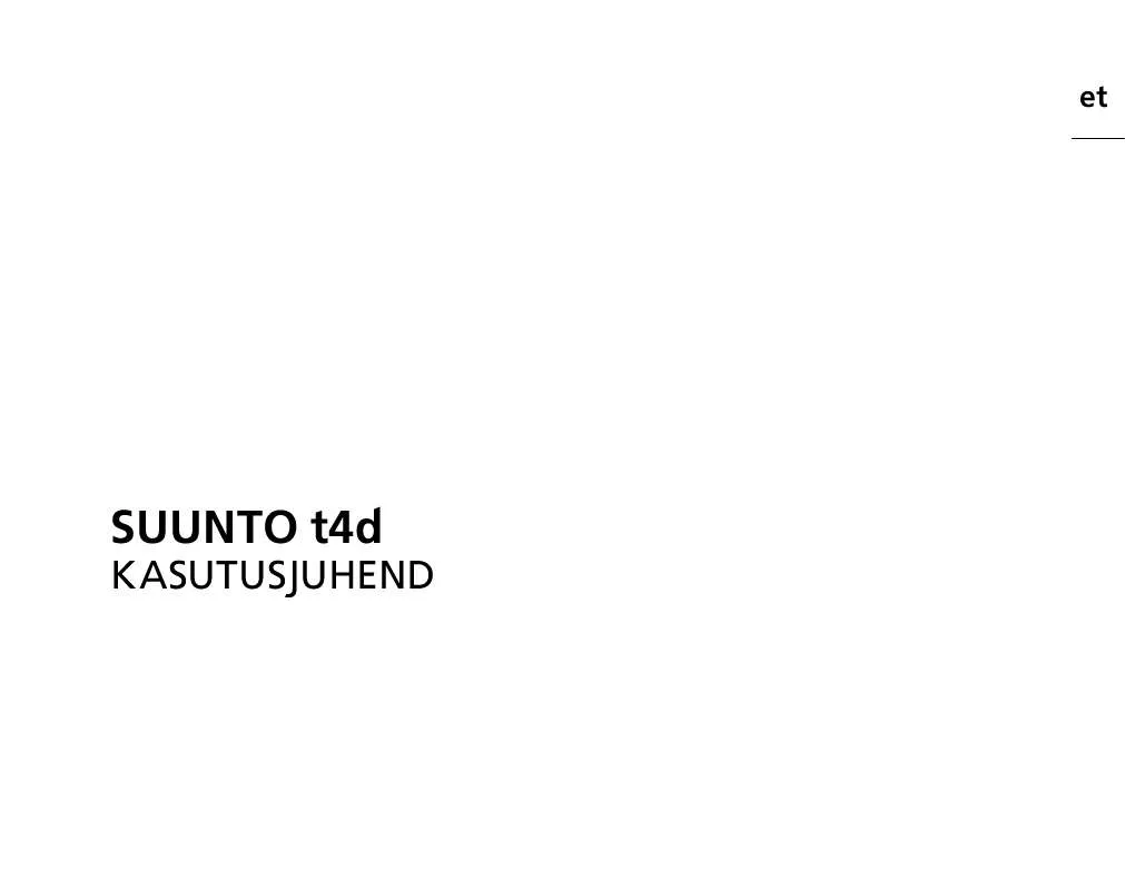 Mode d'emploi SUUNTO T4D