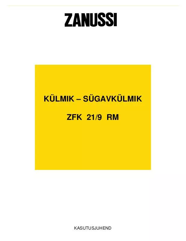 Mode d'emploi ZANUSSI ZFK21/9M